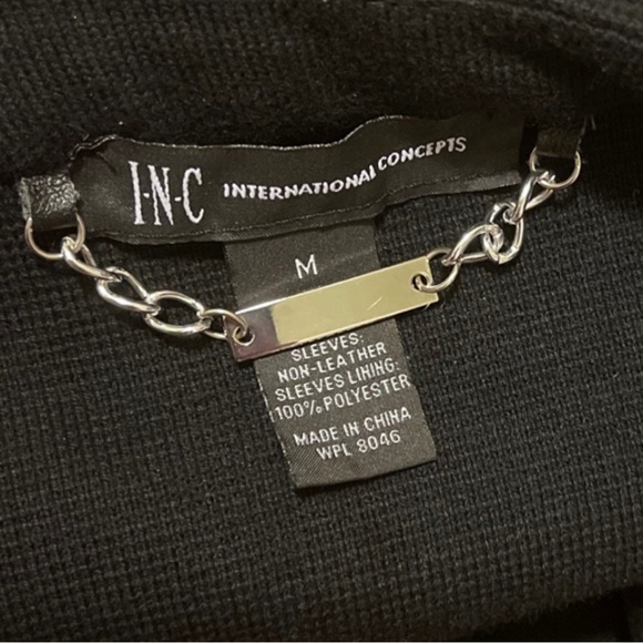 NEW Macy’s INC International Concept Knit
Moto Faux Leather Double Zipper Jacket - Picture 4 of 10